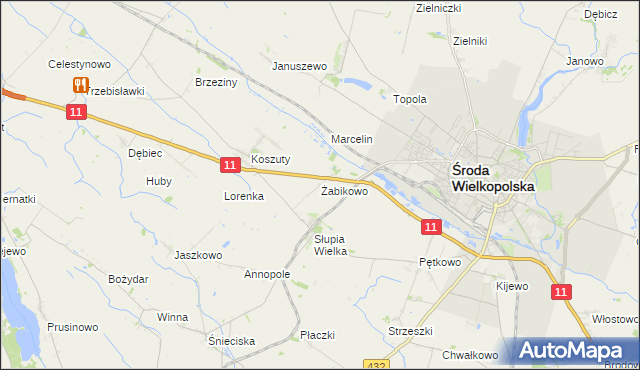 mapa Żabikowo, Żabikowo na mapie Targeo