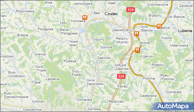mapa Zaborów gmina Czudec, Zaborów gmina Czudec na mapie Targeo