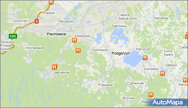 mapa Zachełmie gmina Podgórzyn, Zachełmie gmina Podgórzyn na mapie Targeo