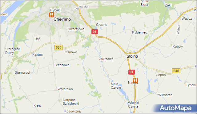 mapa Zakrzewo gmina Stolno, Zakrzewo gmina Stolno na mapie Targeo