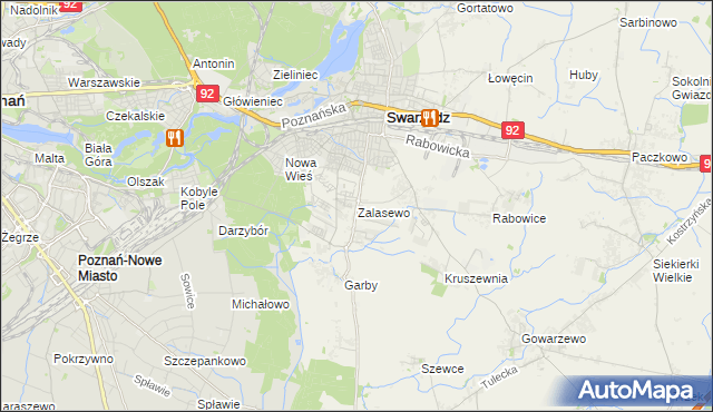 mapa Zalasewo, Zalasewo na mapie Targeo