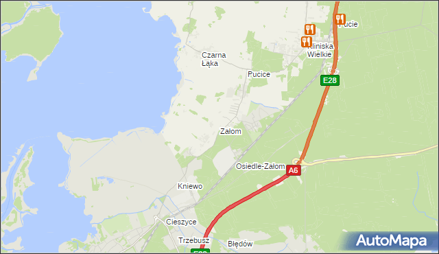 mapa Załom gmina Goleniów, Załom gmina Goleniów na mapie Targeo