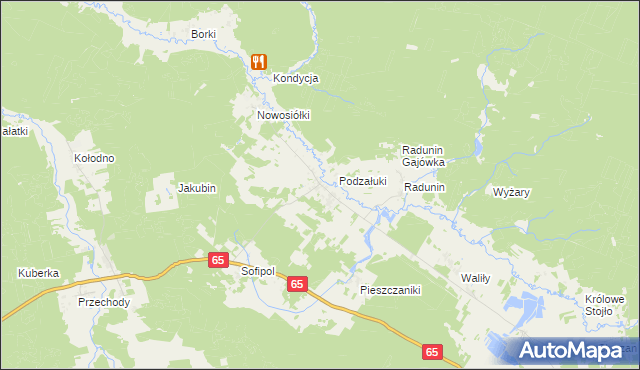 mapa Załuki gmina Gródek, Załuki gmina Gródek na mapie Targeo