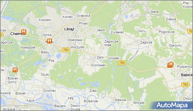 mapa Żarki gmina Libiąż, Żarki gmina Libiąż na mapie Targeo