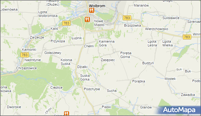 mapa Zasępiec, Zasępiec na mapie Targeo