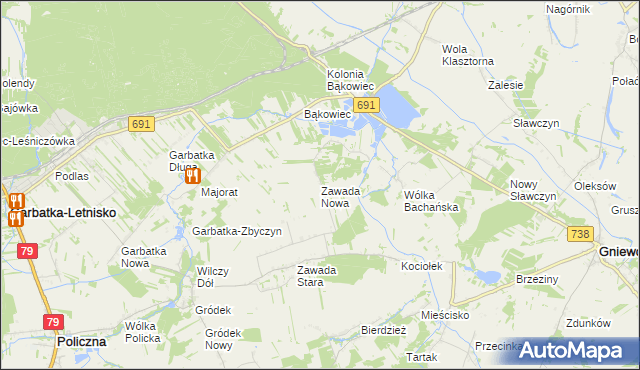 mapa Zawada Nowa, Zawada Nowa na mapie Targeo