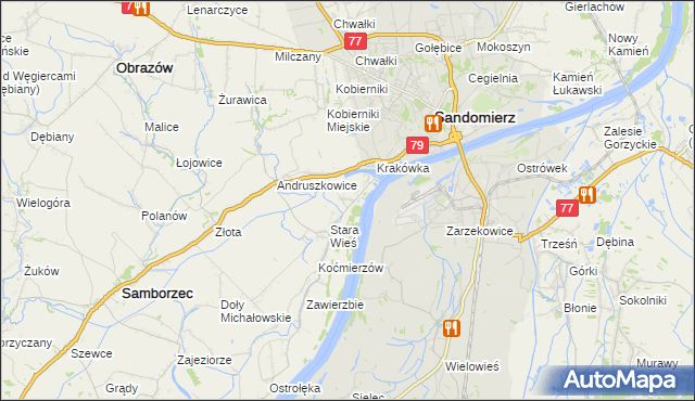 mapa Zawisełcze, Zawisełcze na mapie Targeo