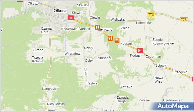 mapa Zimnodół, Zimnodół na mapie Targeo