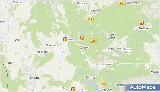 mapa Żółtew, Żółtew na mapie Targeo