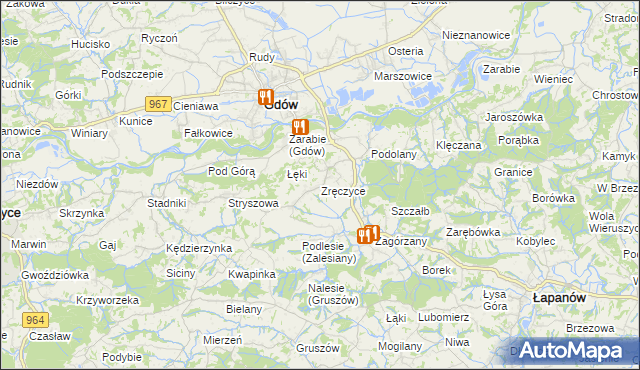 mapa Zręczyce, Zręczyce na mapie Targeo