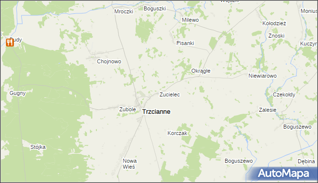 mapa Zucielec, Zucielec na mapie Targeo