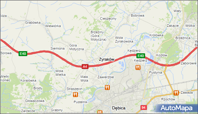 mapa Żyraków, Żyraków na mapie Targeo