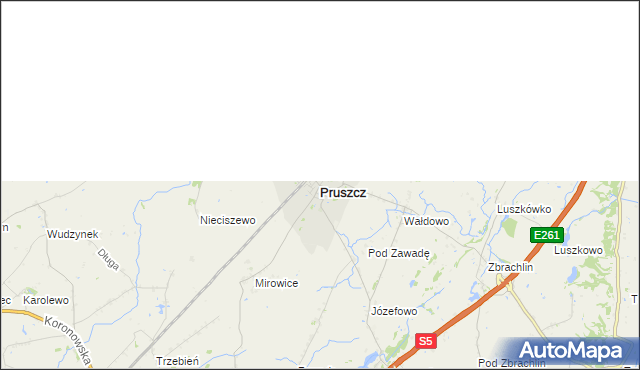 mapa Pruszcz powiat świecki, Pruszcz powiat świecki na mapie Targeo