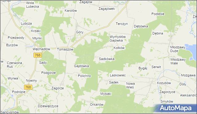 mapa Sadkówka, Sadkówka na mapie Targeo