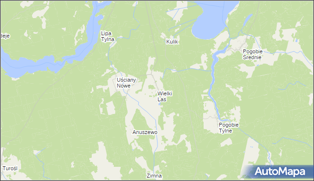 mapa Wielki Las gmina Pisz, Wielki Las gmina Pisz na mapie Targeo