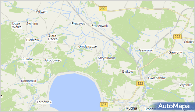 mapa Krzydłowice, Krzydłowice na mapie Targeo