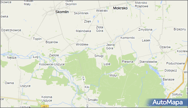 mapa Smugi gmina Skomlin, Smugi gmina Skomlin na mapie Targeo