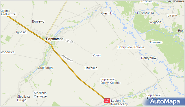 mapa Zosin gmina Fajsławice, Zosin gmina Fajsławice na mapie Targeo