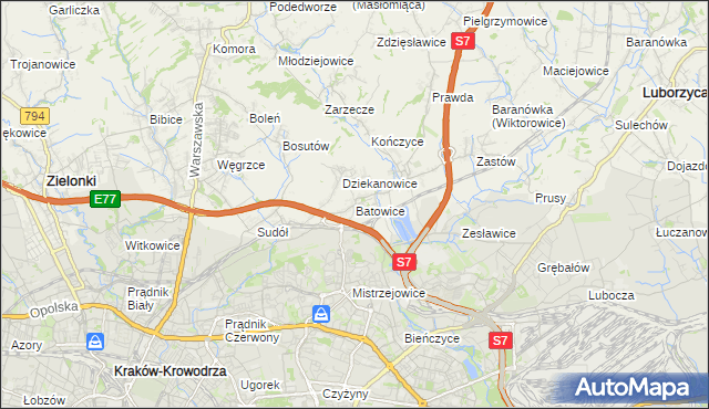 mapa Batowice, Batowice na mapie Targeo