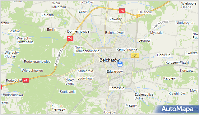 mapa Bełchatów, Bełchatów na mapie Targeo