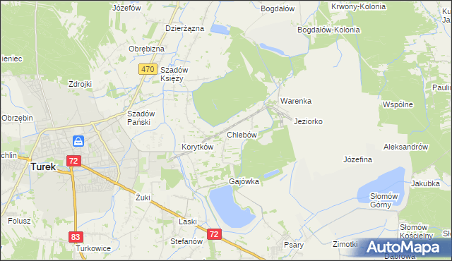 mapa Chlebów gmina Turek, Chlebów gmina Turek na mapie Targeo