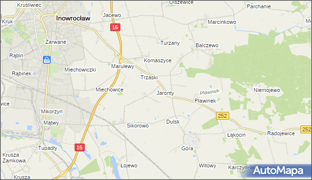 mapa Jaronty, Jaronty na mapie Targeo
