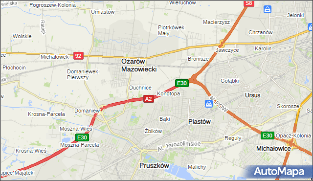 mapa Konotopa gmina Ożarów Mazowiecki, Konotopa gmina Ożarów Mazowiecki na mapie Targeo