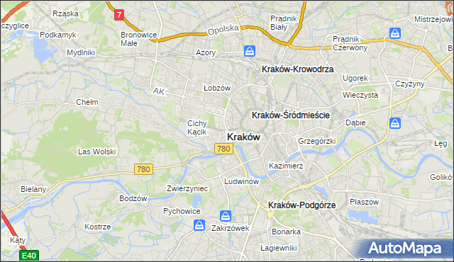 mapa Krakowa, Kraków na mapie Targeo