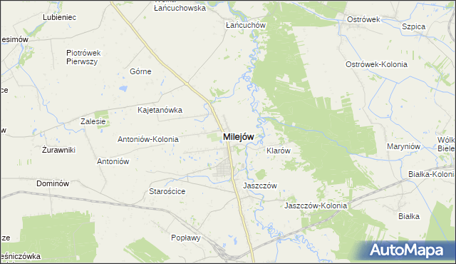 mapa Milejów powiat łęczyński, Milejów powiat łęczyński na mapie Targeo