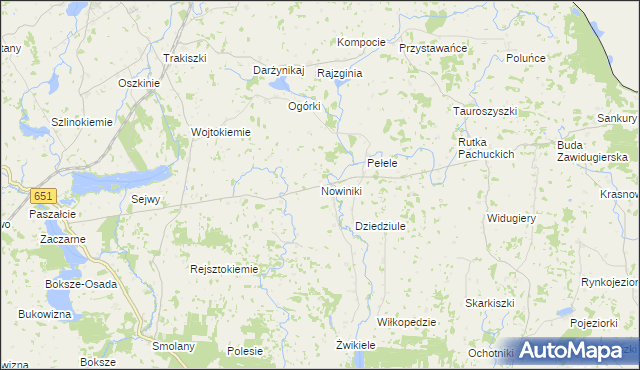 mapa Nowiniki, Nowiniki na mapie Targeo