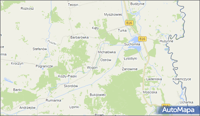 mapa Ostrów gmina Dorohusk, Ostrów gmina Dorohusk na mapie Targeo