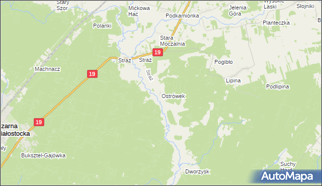 mapa Ostrówek gmina Sokółka, Ostrówek gmina Sokółka na mapie Targeo