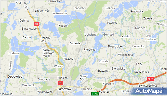 mapa Pierściec, Pierściec na mapie Targeo