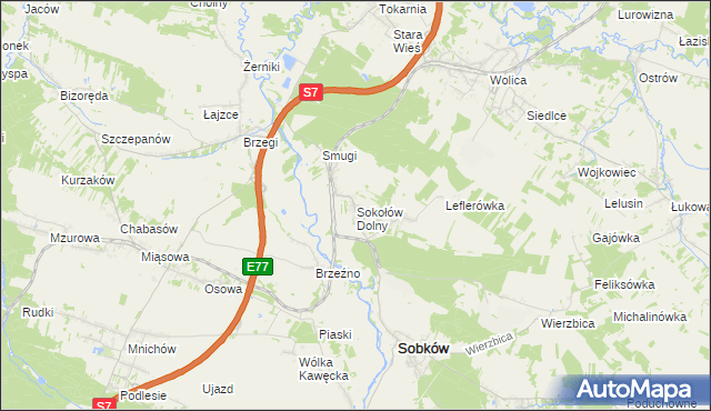 mapa Sokołów Dolny, Sokołów Dolny na mapie Targeo