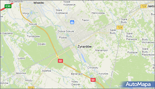 mapa Żyrardów, Żyrardów na mapie Targeo