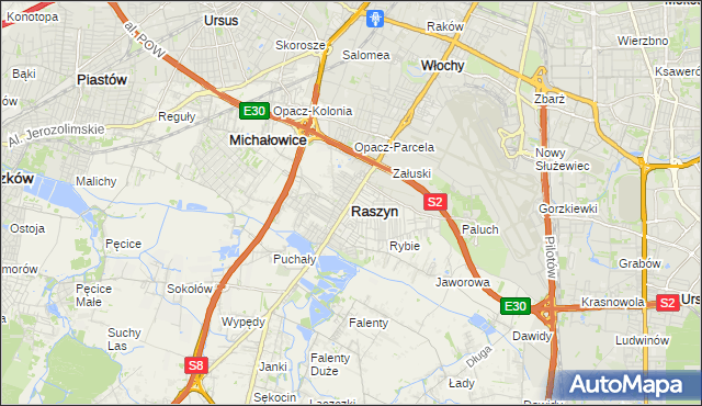 mapa Raszyn powiat pruszkowski, Raszyn powiat pruszkowski na mapie Targeo