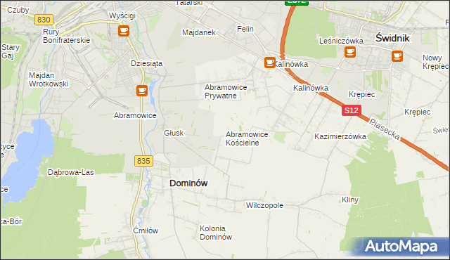 mapa Abramowice Kościelne, Abramowice Kościelne na mapie Targeo