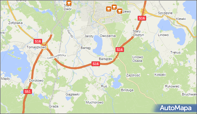 mapa Bartążek, Bartążek na mapie Targeo