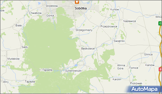 mapa Będkowice gmina Sobótka, Będkowice gmina Sobótka na mapie Targeo