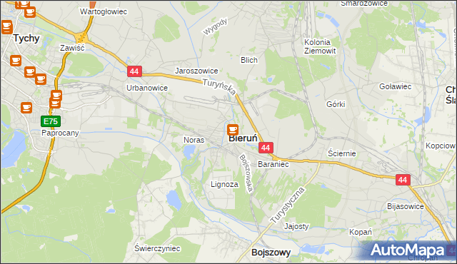 mapa Bieruń, Bieruń na mapie Targeo