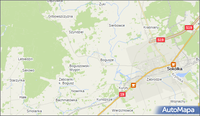 mapa Bogusze gmina Sokółka, Bogusze gmina Sokółka na mapie Targeo