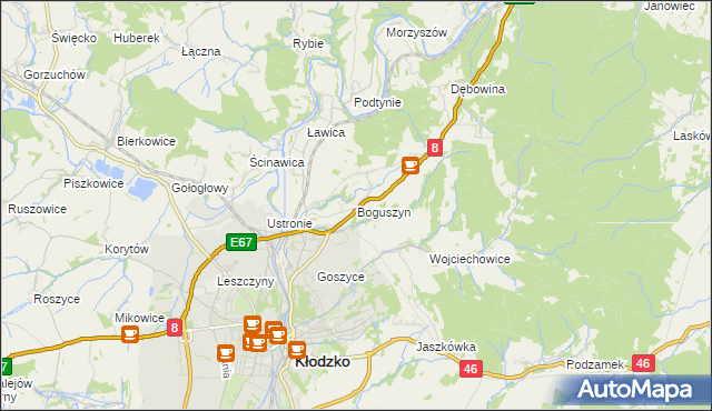 mapa Boguszyn gmina Kłodzko, Boguszyn gmina Kłodzko na mapie Targeo