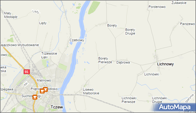 mapa Boręty Pierwsze, Boręty Pierwsze na mapie Targeo