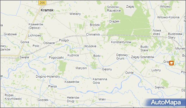 mapa Borki gmina Kramsk, Borki gmina Kramsk na mapie Targeo