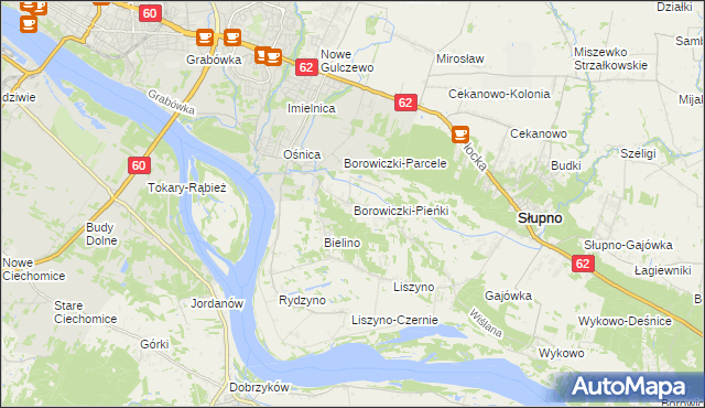 mapa Borowiczki-Pieńki, Borowiczki-Pieńki na mapie Targeo