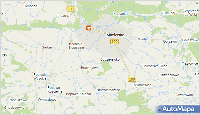 mapa Budziejewko, Budziejewko na mapie Targeo