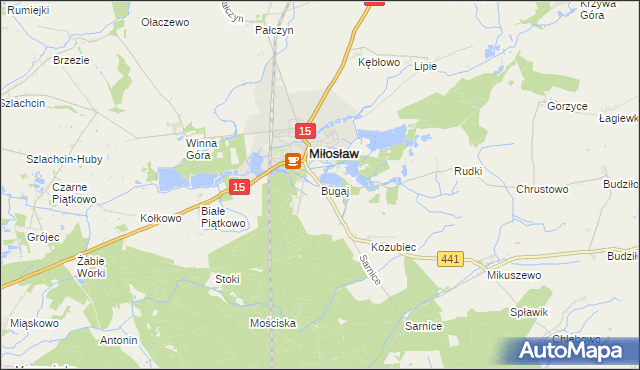 mapa Bugaj gmina Miłosław, Bugaj gmina Miłosław na mapie Targeo