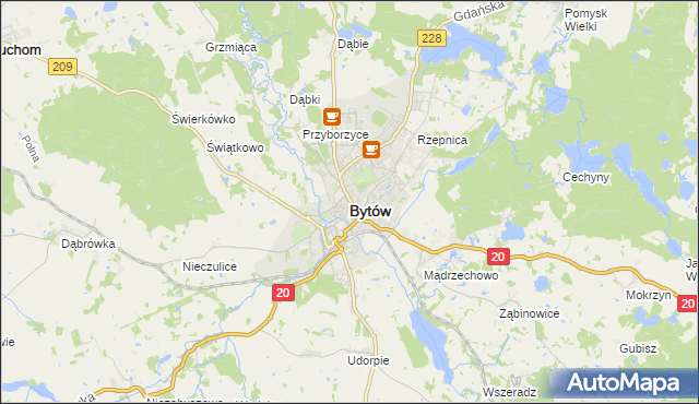 mapa Bytów, Bytów na mapie Targeo