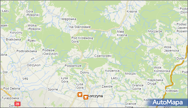 mapa Czarnorzeki, Czarnorzeki na mapie Targeo