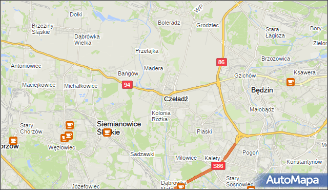 mapa Czeladź, Czeladź na mapie Targeo